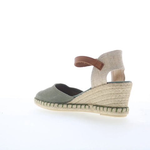 Miz Mooz Malena Womens Green Suede Hook & Loop Wedges Sandals Shoes