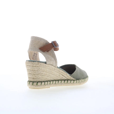 Miz Mooz Malena Womens Green Suede Hook & Loop Wedges Sandals Shoes