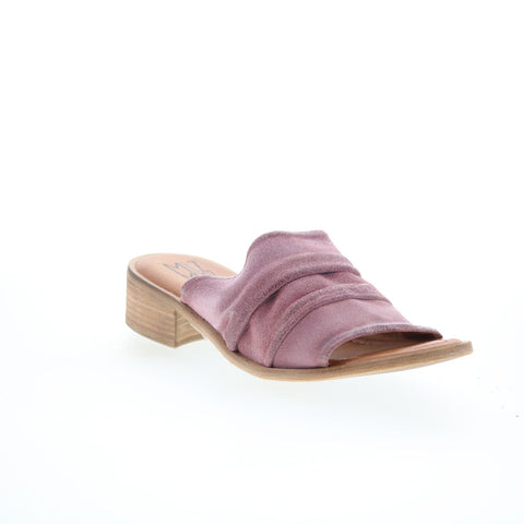 Miz Mooz Mali Womens Purple Leather Slip On Heeled Sandals Shoes