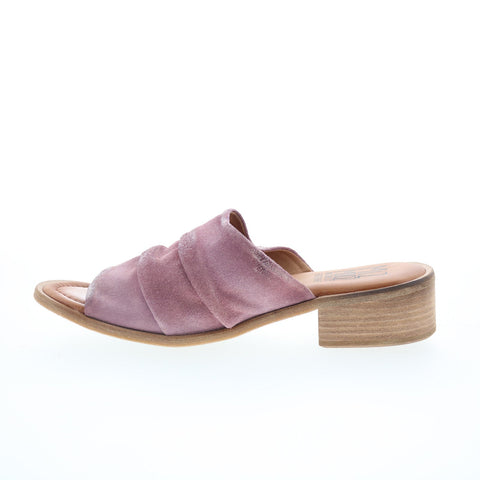 Miz Mooz Mali Womens Purple Leather Slip On Heeled Sandals Shoes