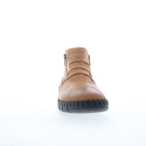 Miz Mooz Mallorie Womens Brown Leather Zipper Ankle & Booties Boots