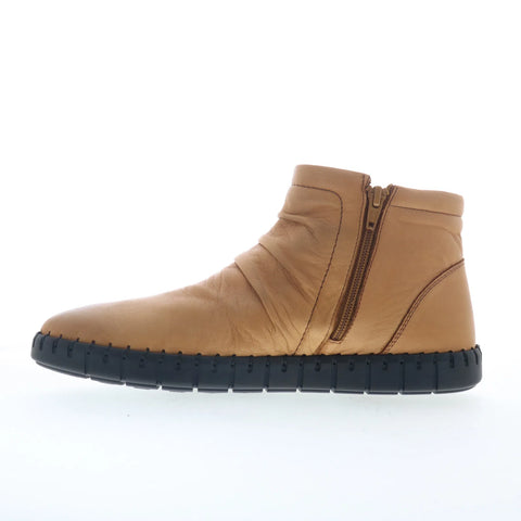 Miz Mooz Mallorie Womens Brown Leather Zipper Ankle & Booties Boots