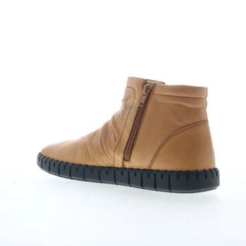 Miz Mooz Mallorie Womens Brown Leather Zipper Ankle & Booties Boots