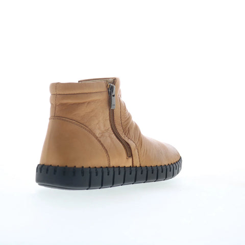 Miz Mooz Mallorie Womens Brown Leather Zipper Ankle & Booties Boots