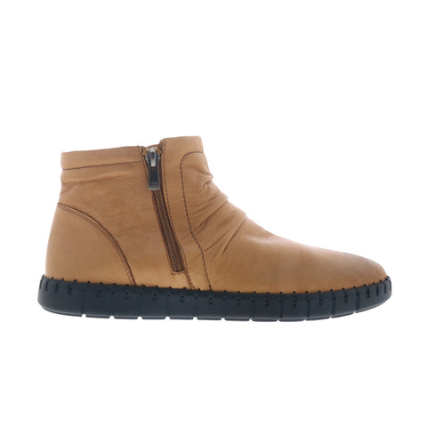 Miz Mooz Mallorie Womens Brown Leather Zipper Ankle & Booties Boots