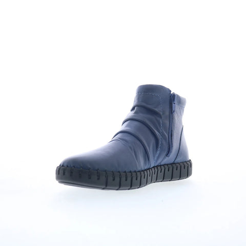 Miz Mooz Mallorie Womens Blue Leather Zipper Ankle & Booties Boots