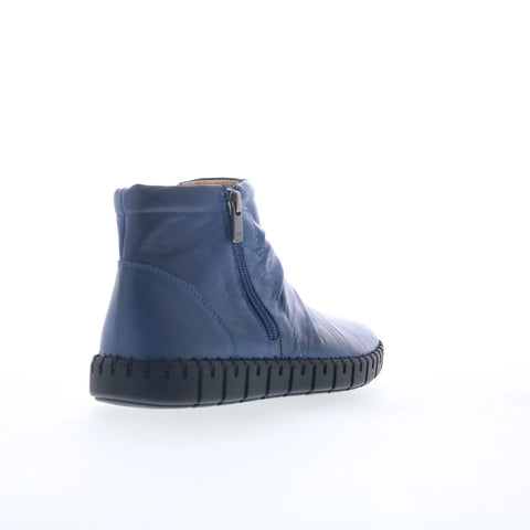 Miz Mooz Mallorie Womens Blue Leather Zipper Ankle & Booties Boots