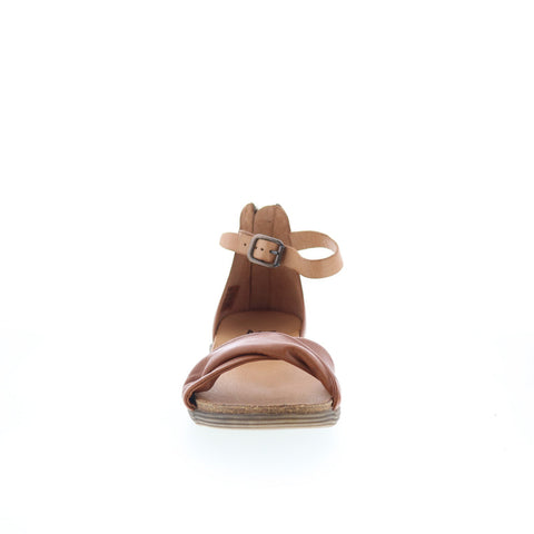Miz Mooz Manta Womens Brown Leather Zipper Slingback Sandals Shoes