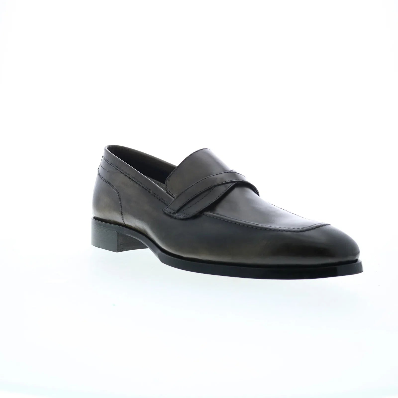 NEW SCARPE DI BIANCO men\'s manzoni sella leather loafer in dark bark Di Bianco Manzoni Sella Mens Gray Leather Loafers & Slip Ons  main image 2