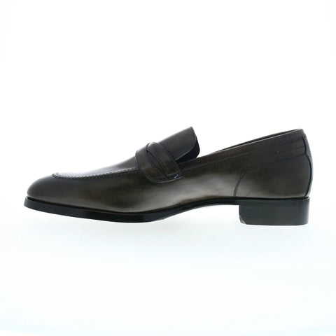 Di Bianco Manzoni Sella Mens Gray Leather Loafers & Slip Ons Penny Shoes