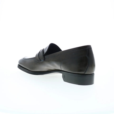 Di Bianco Manzoni Sella Mens Gray Leather Loafers & Slip Ons Penny Shoes