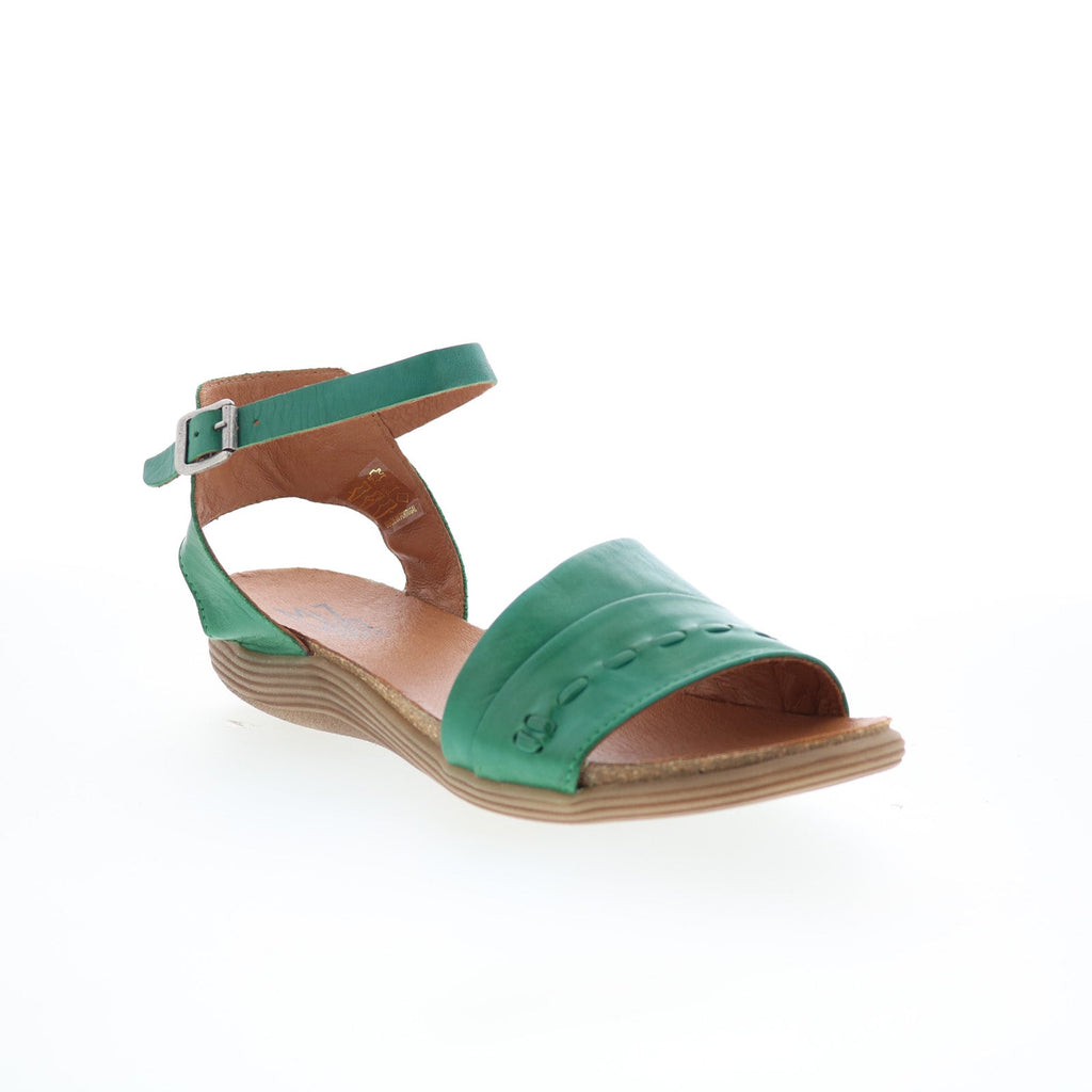 Miz Mooz Marabel Womens Green Leather Hook & Loop Strap Sandals Shoes ...
