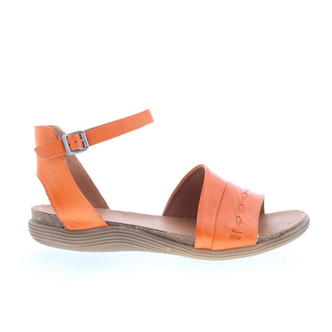 Miz Mooz Marabel Womens Orange Leather Hook & Loop Strap Sandals Shoes