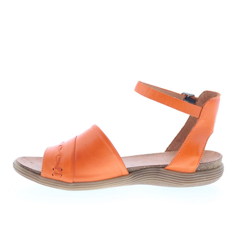 Miz Mooz Marabel Womens Orange Leather Hook & Loop Strap Sandals Shoes