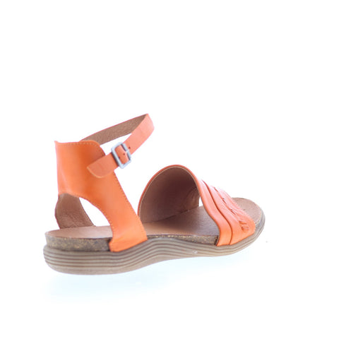 Miz Mooz Marabel Womens Orange Leather Hook & Loop Strap Sandals Shoes