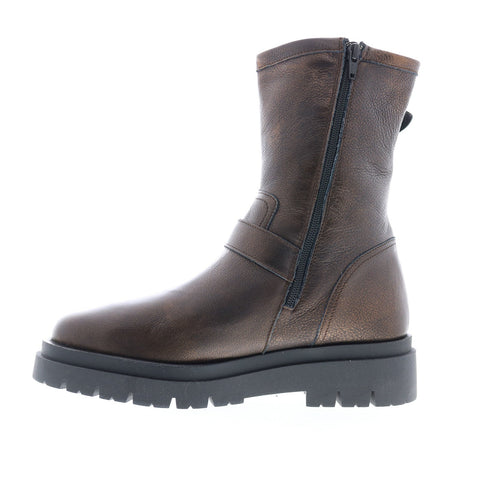 Bos. & Co. Marang Womens Brown Leather Zipper Casual Dress Boots