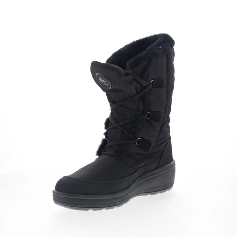 Pajar Marcie 78178 Womens Black Canvas Lace Up Mid Calf Boots