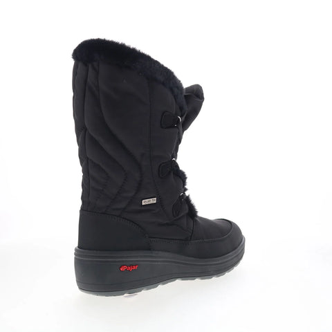 Pajar Marcie 78178 Womens Black Canvas Lace Up Mid Calf Boots