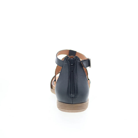 Miz Mooz Mari Womens Black Leather Hook & Loop Strap Sandals Shoes