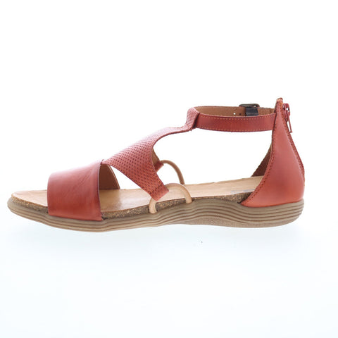 Miz Mooz Mari Womens Red Leather Hook & Loop Strap Sandals Shoes