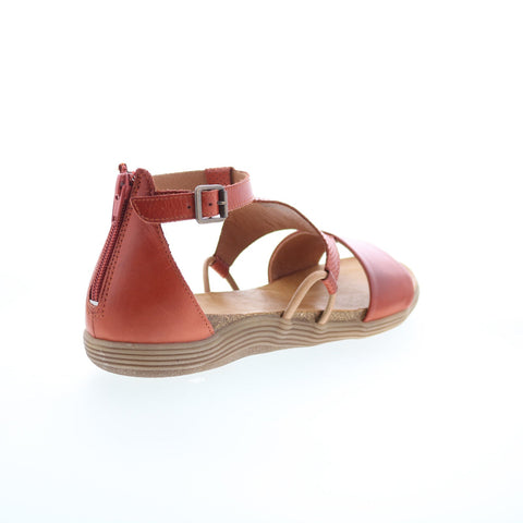 Miz Mooz Mari Womens Red Leather Hook & Loop Strap Sandals Shoes