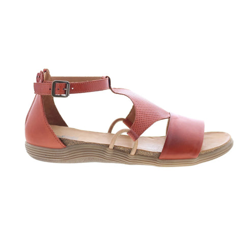 Miz Mooz Mari Womens Red Leather Hook & Loop Strap Sandals Shoes