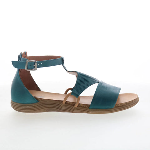 Miz Mooz Mari Womens Green Leather Zipper Strap Sandals Shoes