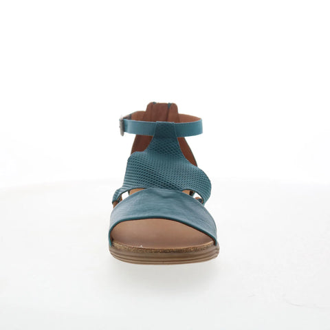 Miz Mooz Mari Womens Green Leather Zipper Strap Sandals Shoes