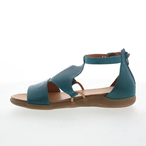Miz Mooz Mari Womens Green Leather Zipper Strap Sandals Shoes