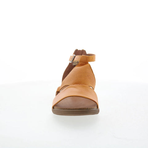 Miz Mooz Mari Womens Brown Leather Zipper Strap Sandals Shoes