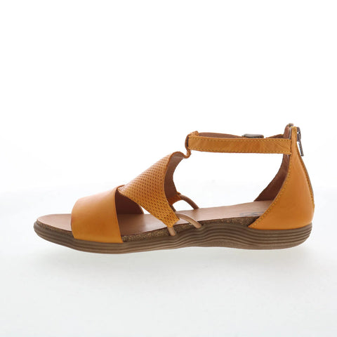 Miz Mooz Mari Womens Brown Leather Zipper Strap Sandals Shoes