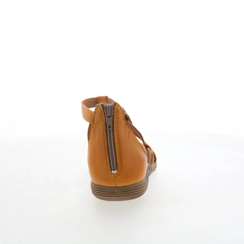 Miz Mooz Mari Womens Brown Leather Zipper Strap Sandals Shoes