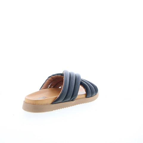 Miz Mooz Marinella Womens Black Leather Slip On Slides Sandals Shoes