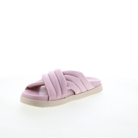 Miz Mooz Marinella Womens Pink Leather Slip On Slides Sandals Shoes