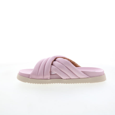 Miz Mooz Marinella Womens Pink Leather Slip On Slides Sandals Shoes