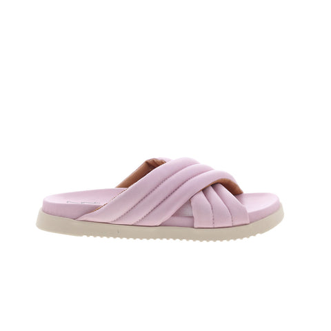 Miz Mooz Marinella Womens Pink Leather Slip On Slides Sandals Shoes