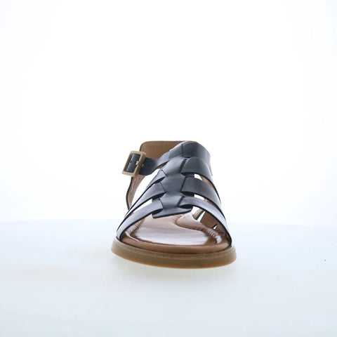 Miz Mooz Marny Womens Black Leather Hook & Loop Strap Sandals Shoes
