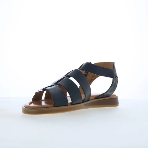 Miz Mooz Marny Womens Black Leather Hook & Loop Strap Sandals Shoes