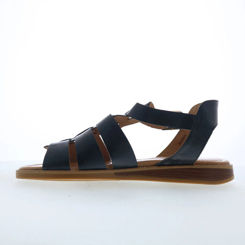 Miz Mooz Marny Womens Black Leather Hook & Loop Strap Sandals Shoes