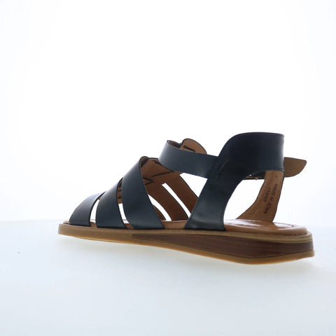 Miz Mooz Marny Womens Black Leather Hook & Loop Strap Sandals Shoes