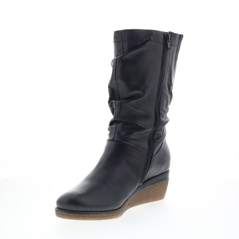 Miz Mooz Martina-MM Womens Black Leather Zipper Casual Dress Boots