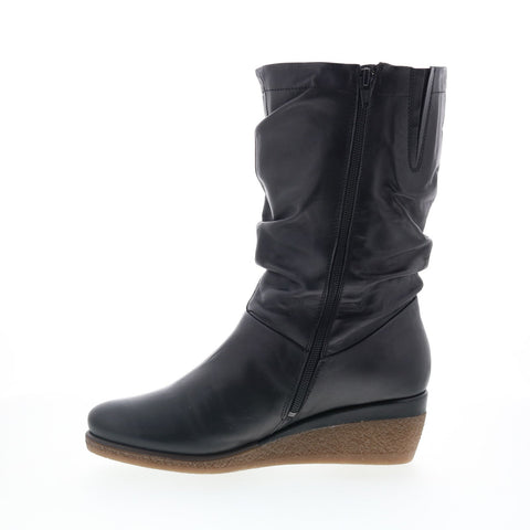 Miz Mooz Martina-MM Womens Black Leather Zipper Casual Dress Boots
