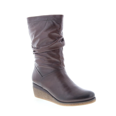 Miz Mooz Martina-MM Womens Brown Leather Zipper Casual Dress Boots