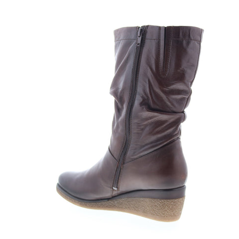 Miz Mooz Martina-MM Womens Brown Leather Zipper Casual Dress Boots