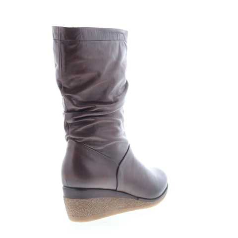 Miz Mooz Martina-MM Womens Brown Leather Zipper Casual Dress Boots