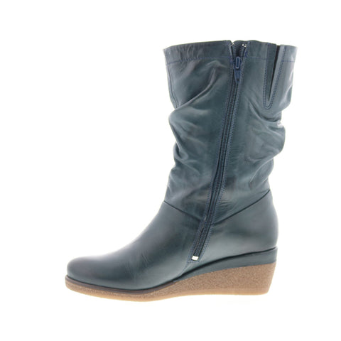 Miz Mooz Martina-MM Womens Blue Leather Zipper Casual Dress Boots