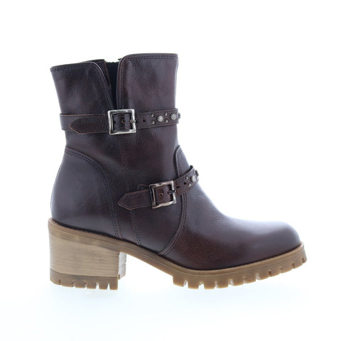 Miz Mooz Mary Womens Brown Leather Zipper Ankle & Booties Boots