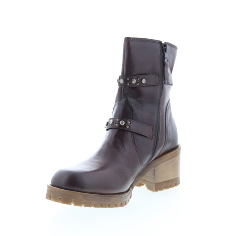 Miz Mooz Mary Womens Brown Leather Zipper Ankle & Booties Boots