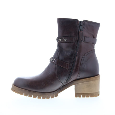 Miz Mooz Mary Womens Brown Leather Zipper Ankle & Booties Boots