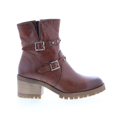 Miz Mooz Mary Womens Brown Leather Zipper Ankle & Booties Boots